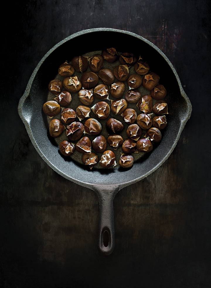 Recipe: Cast iron pan-roasted chestnuts on a stovetop - Tyrant Farms