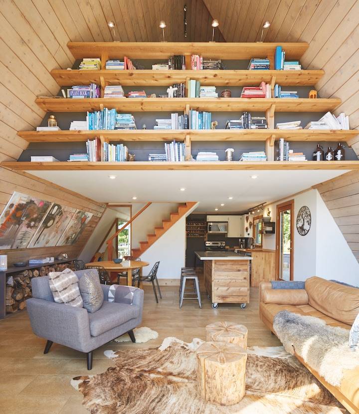 Kyst Hus — the ultra-organized one-bedroom A-frame on Union Bay that artist Christine Boyer shares with her husband and three children — was featured in The Modern A-Frame by photographer Ben Rahn.