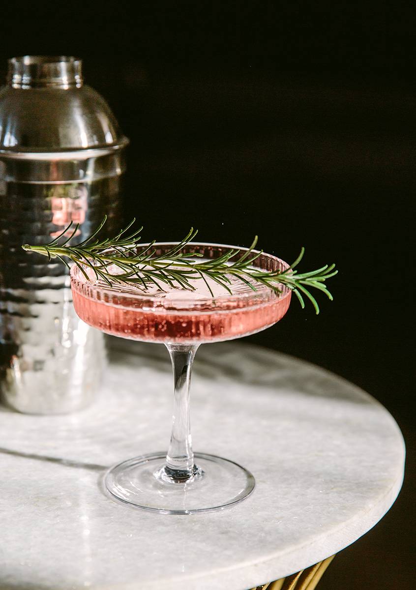 Pink Coloured Cocktail On A Sunlit Marble Table