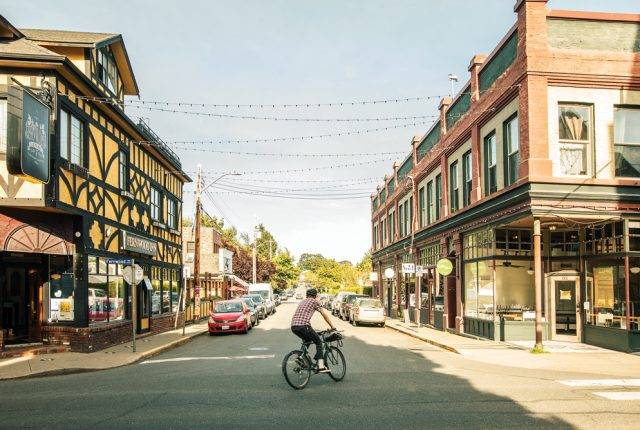 The corner of Gladstone and Fernwood Streets in the heart of the trendy Fernwood neighbourhood.