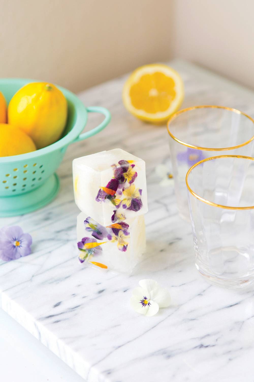 Cocktail Recipe With Edible Flower Cubes