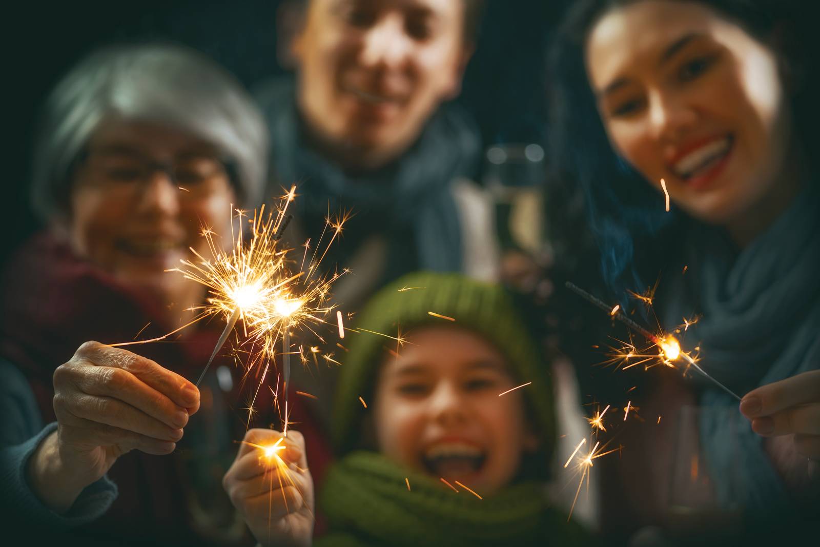 Family having fun on New Year.