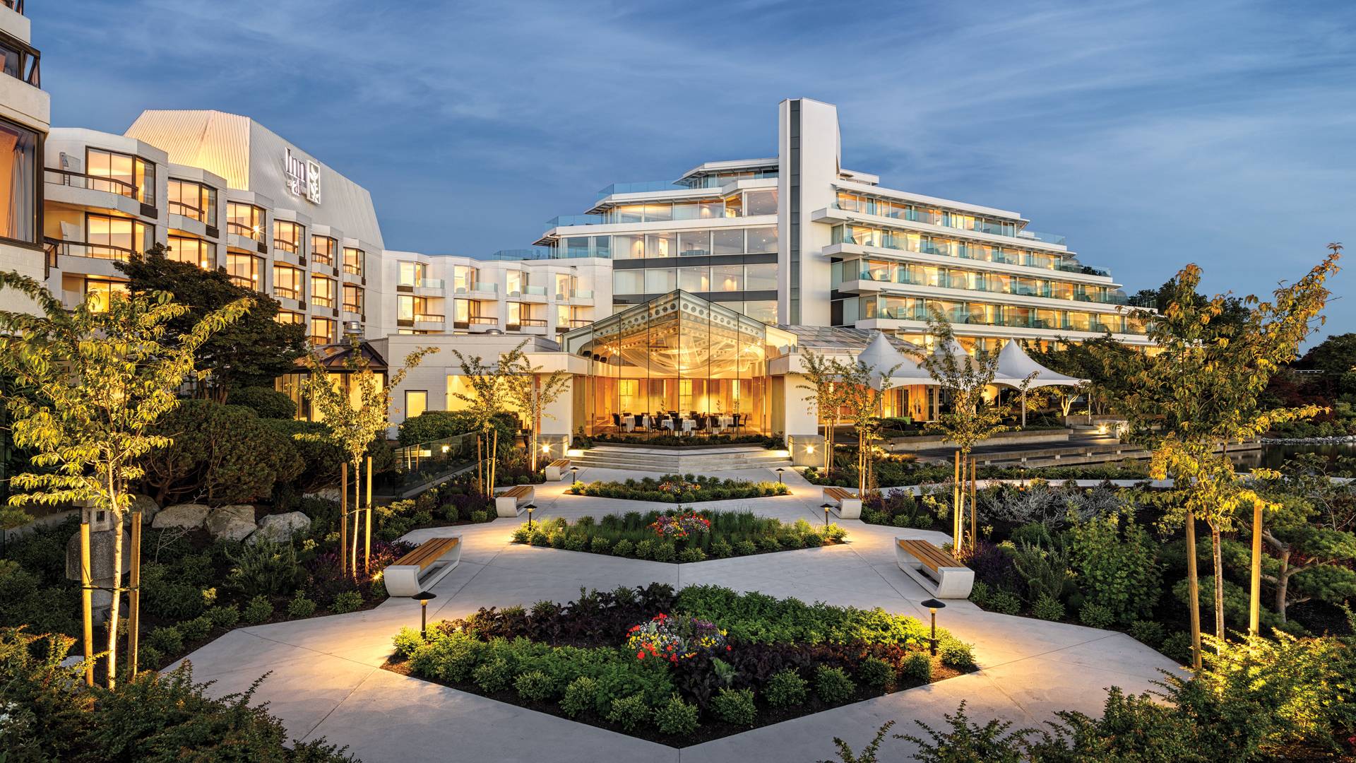 Inn-at-Laurel-Point-Exterior-Garden-Evening-Glamour-Shot-2020