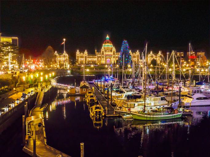 Inner Harbor of Victoria BC at Christmas and New Year time