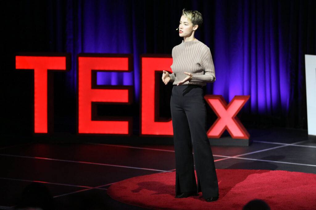 Camille Canon speaks at TEDxRoyalRoadsU 2023. Photo: Lars Paronen.