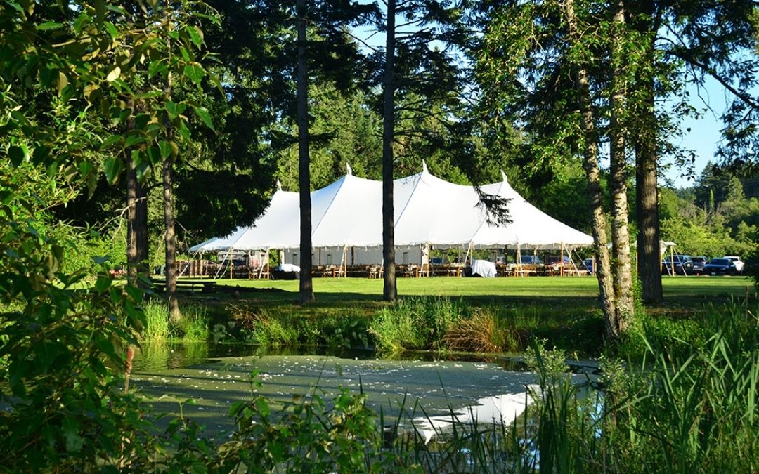 Elegant sailcloth tent in a beautiful outdoor setting