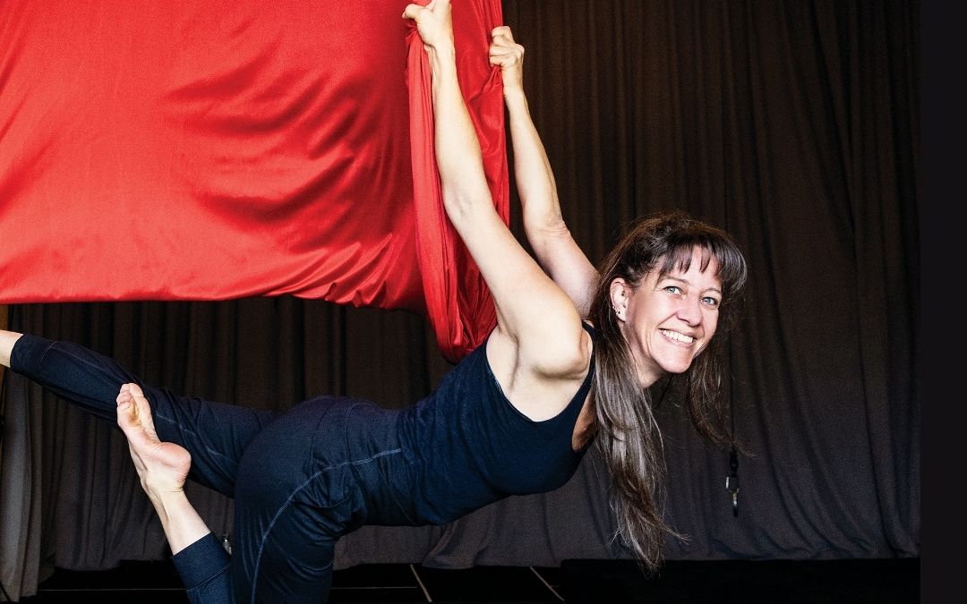 Student practises on the silk