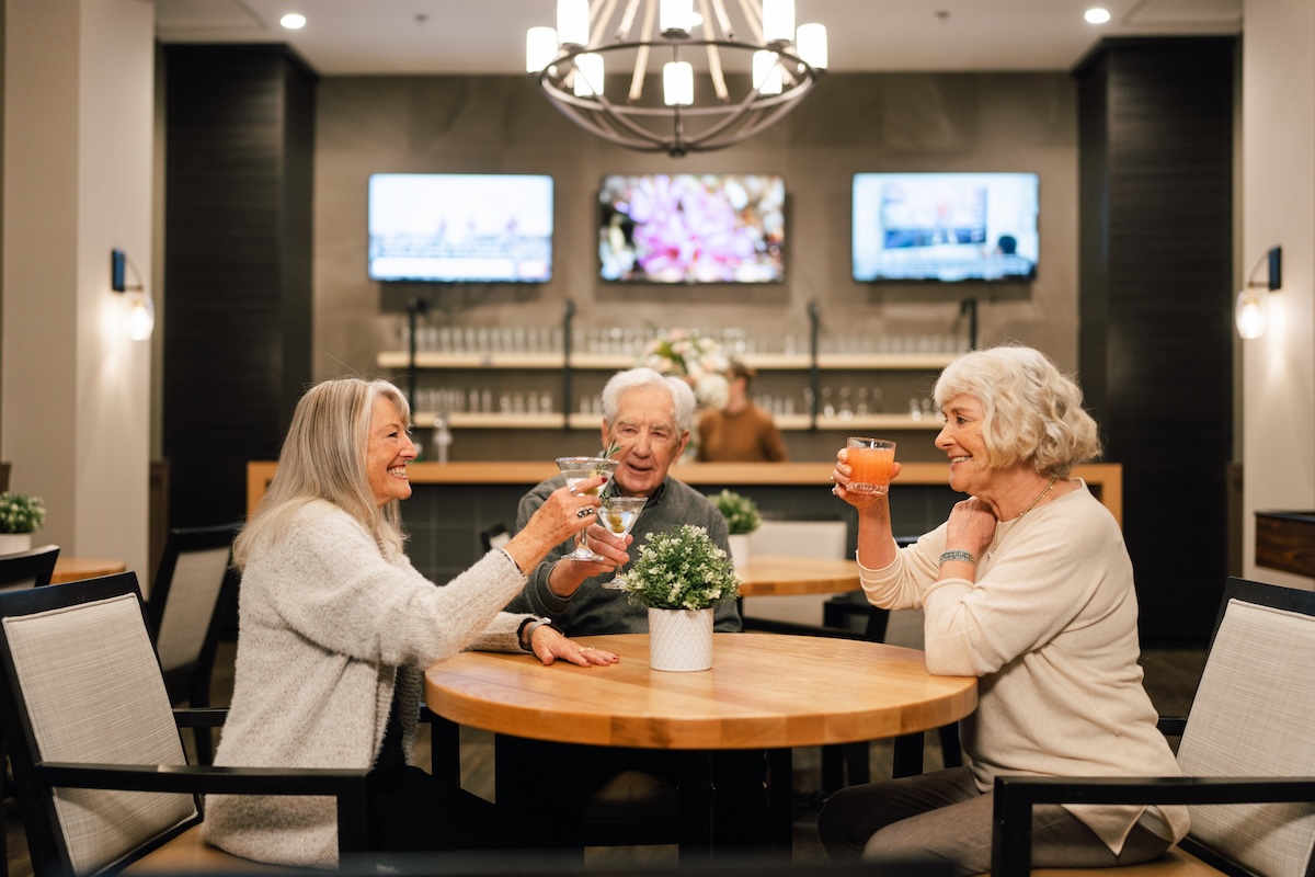 seniors toasting and enjoying life